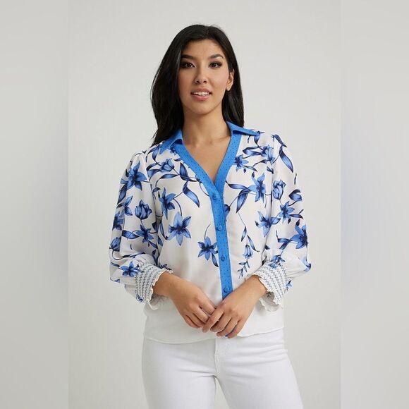 NEW Joseph Ribkoff Floral & Dot Blouse Style 222209 Size 12 - Picture 3 of 14
